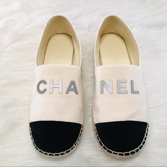 CHANEL Espadrilles Velvet White/Black - Picture 2 of 6